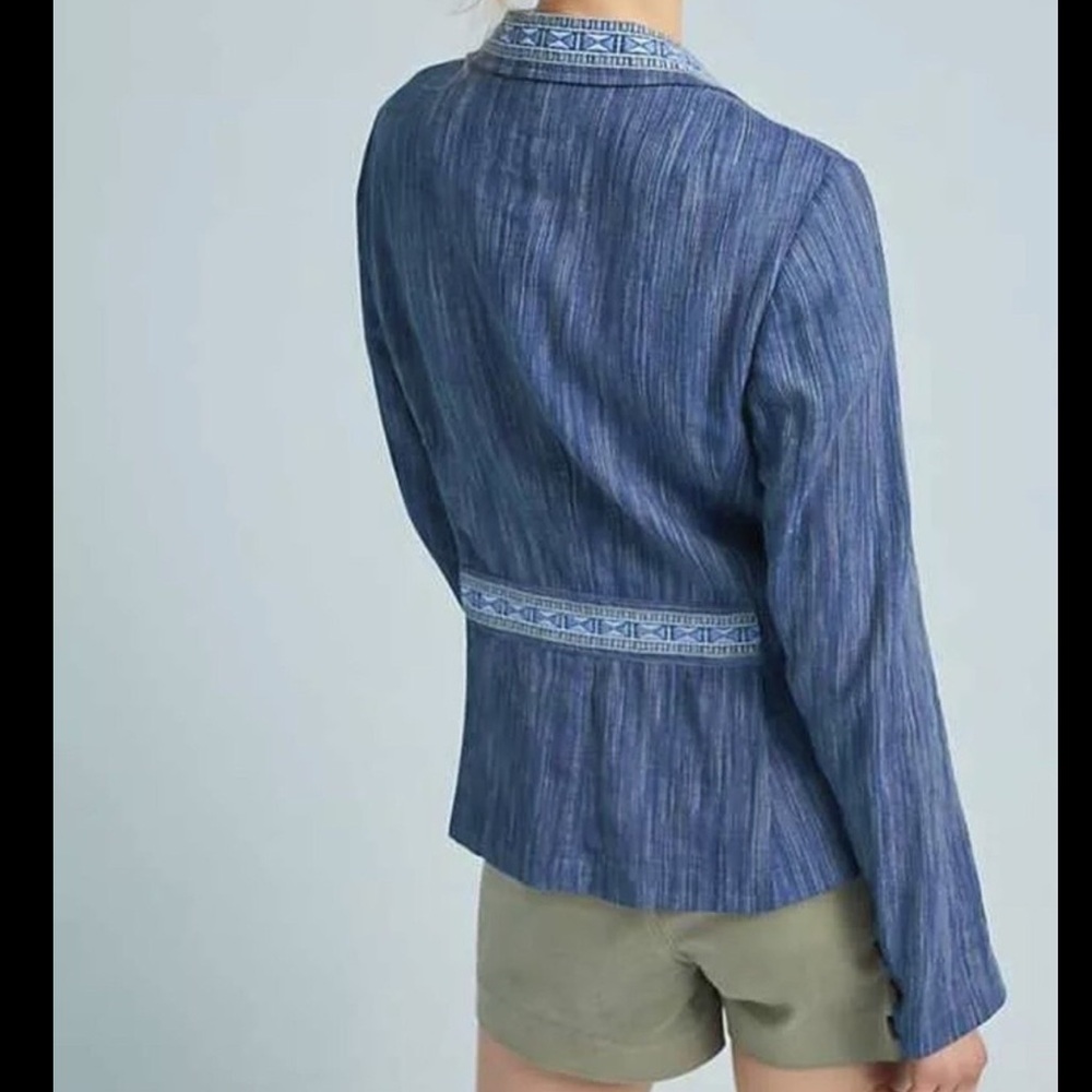 LIKE NEW • Anthropology | Cartonnier • Embroidered Linen Blazer •
